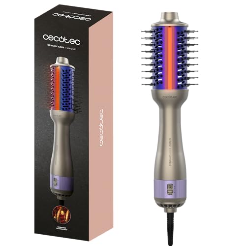 Cecotec Cepillo de Aire Voluminizador CeramicCare i-Unique. 1000W, Tecnología de Infrarrojos, Revestimiento de Cerámica, 2 Velocidades, 3 Temperaturas, Punta Fría, Cable Giratorio de 1,8m