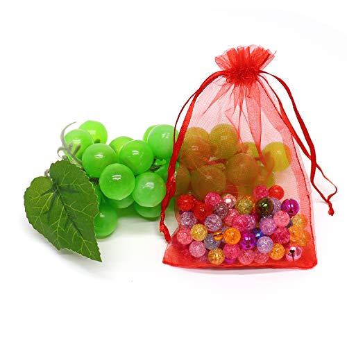 Image of Dealglad 50pcs Drawstring Organza Jewelry Candy Pouch Christmas Wedding Party Favor Gift Bags (4x6 inch, Red)