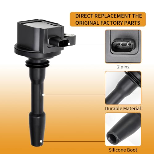 Image of Set of 6 UF825 Ignition Coil Pack Compatible with Ford Explorer 3.3L 2020, Ford F-150 /Police Interceptor Utility, Ford Transit-150 /250 /350 /350HD 3.3L 3.5L 2020 2021 Spark Plugs# JL3Z-12029-A, DG564