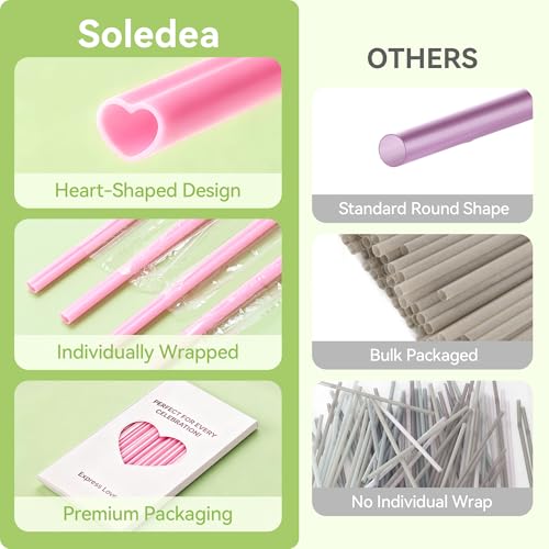 Pitillos plásticos rosados en forma de corazón 8mm miniatura 4