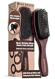 FRAMAR Slick Back Hair Brush Boar Bristles – Slick Back Brush, Smoothing Hair Brush For Women, Boar Bristle Hair Brush For Fine Hair, Slickback Brush For Volume and Shine - Brown Velvet