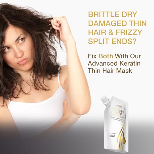 Vitamins Hair Cosmetics KERATIN_THIN_MASK_TRAVEL Vitamins Keratin Hair Mask Deep Conditioner - Biotin Collagen Protein & Castor Oil Repair For Dry Damaged Or Color Treated Hair - Conditioning Treatment thumb #4