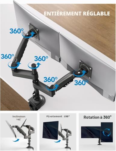 Support double écran PC inclinable pour éliminer le mal de dos - 4