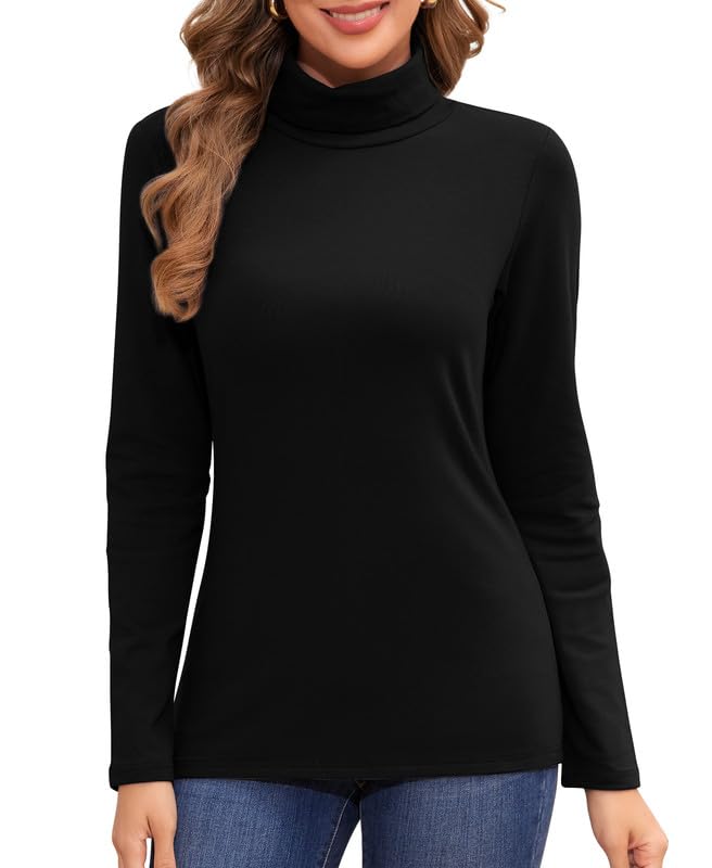 Jiuday Thermo Oberteil Damen Rollkragen Fleece Pullover Thermoshirt Langarm...