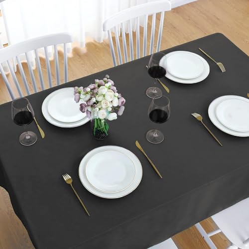 LivinEase Rectangular Tablecloth 140x200cm, 250 GSM Cotton Blend Charcoal Table cloths for 4 to 6 Seater Table - Image 3
