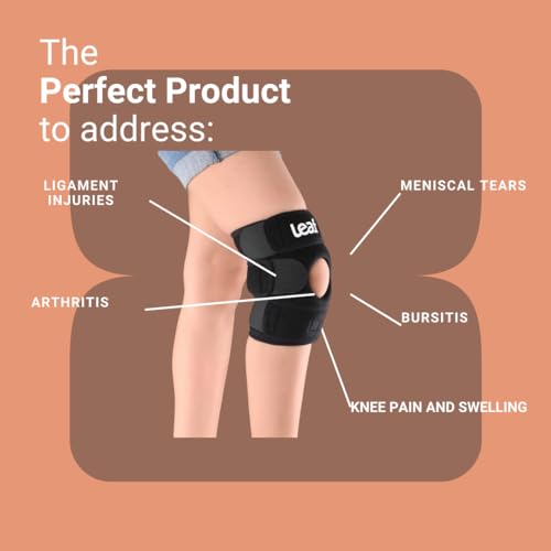 Image of leaf Neoprene Ortho Premium Knee Support Brace Ergonomic, Adjustable Compression For Pain Relief, Injury Recovery, And Sports Breathable Non-Slip Stability Knee Grip Black | Universal