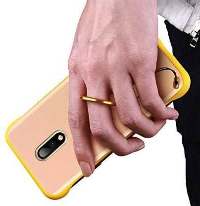 Image of MOBILOVE Ultra Slim Frameless Design Frosted Matte Semi-Transparent Hybrid Bumper Hard Back Case Cover with Metal Ring for | OnePlus 6 (Yellow)