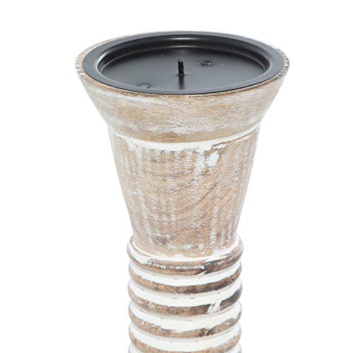Deco 79 Wood Decorative Candle Holder Candle Stand, Set of 3 Candlestick Holder 18", 15", 12"H, Brown - Image 5