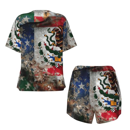 Pijama de manga corta para mujer ropa de dormir mexicana americana 7
