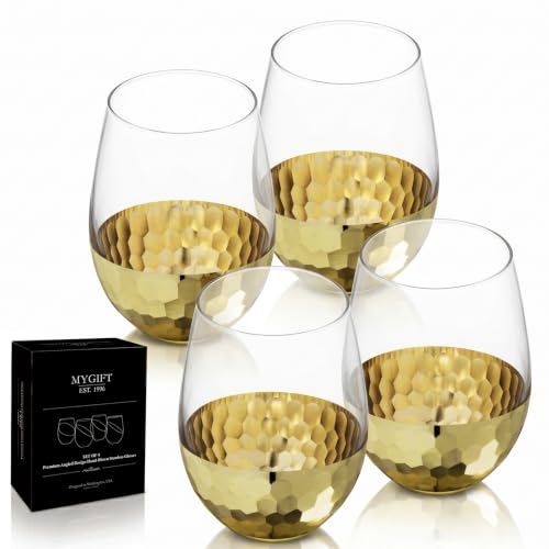 MyGift Modern Stemless Champagne Flute Glass Set...
