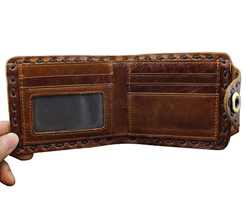 Vintage Biker Leather Bifold Snap Wallet With Chain For Mens Or Boys #TOP1