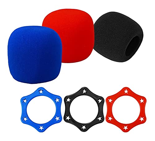 LIXBD Esagonale Anti-rotolamento Mic Anelli di Protezione E 3 Pezzi Sostituzione Auricolare Microfono Pad Pad Parabrezza Schiuma Copertura 3 Pz