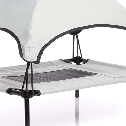 Wiltec Hundebett mit Dach Grau 91 x 76 x 16 cm Größe L bis 35 kg Outdoor Katzenliege Haustier Schlafplatz Sonnendach