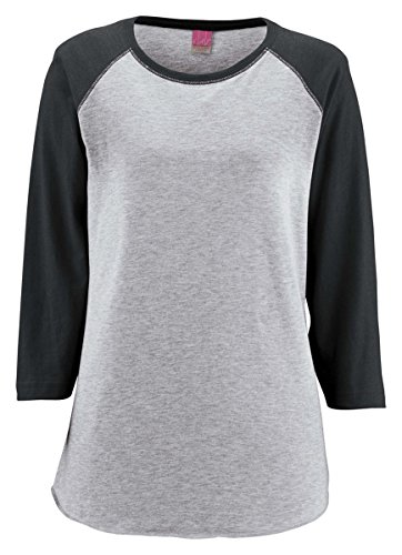 LAT-Ladies' Fine Jersey Baseball T-Shirt-3530-XL-Vntge Hthr- Vntge Smoke
