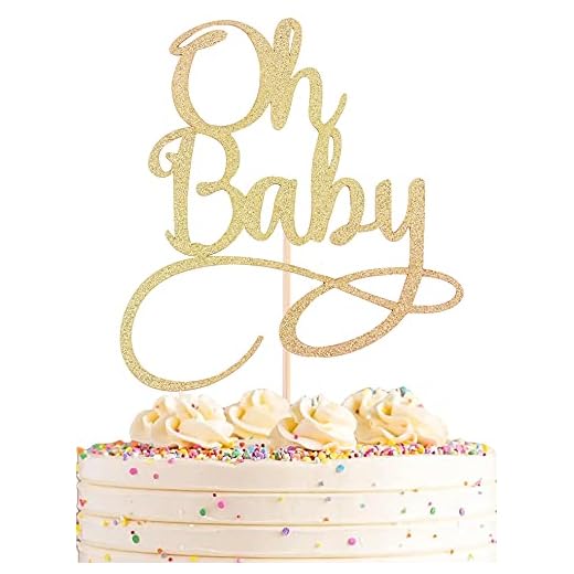 AHAORAY Oh Baby Cake Topper - Premium Gold Baby Birthday Party Cake Decoration Supplies, for Baby Shower/ Gender Reveal Party/ Baby Party Photo Booth Props