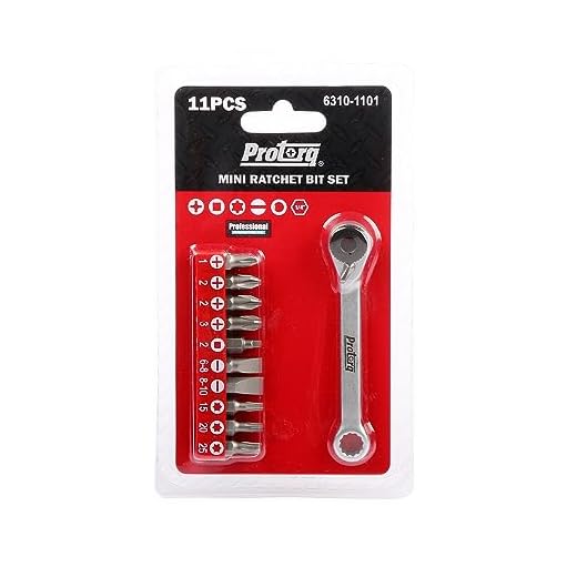 Protorq screwdriver bit set with Mini Ratchet wrench, 11 piece
