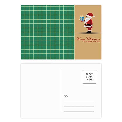 Lot de 20 Cartes Postales de Père Noël avec Grille Verte pour Cadeaux d'Hiver