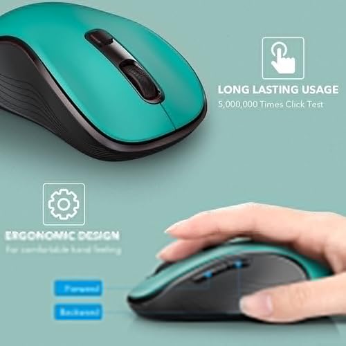 Miniatura 4 de Choiana Mouse inalámbrico, mouse inalámbrico 2.4G USB inalámbrico con 3 DPI ajustables, 6 botones, mouse ergonómico portátil silencioso para laptop,