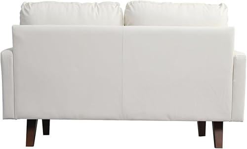 Vista 25 de INSTORY Sofá moderno sofá de cuero con patas de madera para sala de estar, oficina - beige