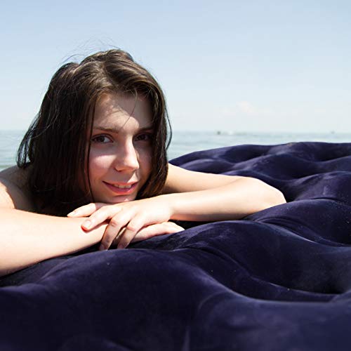 Jeaouia Queen Size Air Mattress For Inflatable - Portable Blue Blow Up Mattresses With Flocked Top - Double Foldable Air Bed For Tent Camping Home Travel Backpacking #TOP5