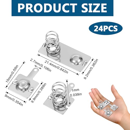 24 Sätze Batterie Federkontakte, AAA Batterie Nickel Platte, Eisen Negativ Positiv Konvertierungskontaktplatten Für Fernbedienungs Batterieladegeräte Elektronik 9*9 mm Und 21*9 mm