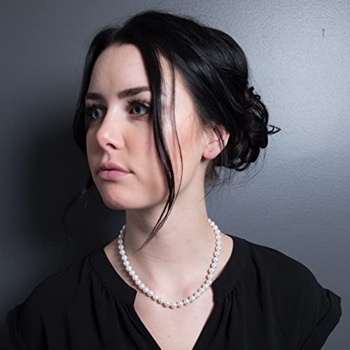 Cream White 10Mm Simulated Faux Pearl Necklace Hand Knotted Strand 18" Inch Princess Length #TOP2