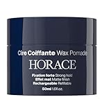 HORACE Hair Wax Pomade for Men – Strong & Long-Lasting Hold – Matte Finish – No Silicones or Mineral Oils – Woody Scent – Refillable, 50 ml