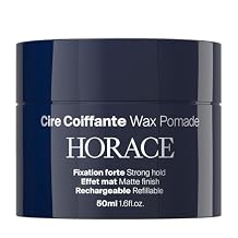 HORACE Hair Wax Pomade for Men Strong & Long-Lasting Hold Matte Finish No Silicones or Mineral Oils Woody Scent Refillable, 50 ml