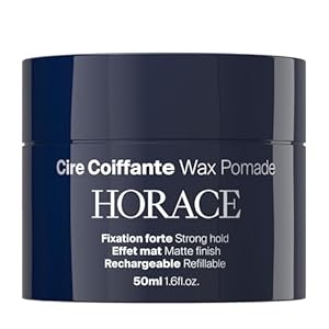 HORACE Hair Wax Pomade for Men – Strong & Long-Lasting Hold – Matte Finish – No Silicones or Mineral Oils – Woody Scent – Refillable, 50 ml