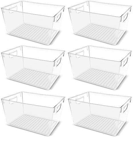 Utopia Kitchen Clear Pantry Organizers and Storage Bins 6 Pack, Large Clear Storage Bins for Pantry...