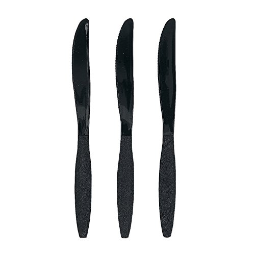 Fun Express - Black Plastic Knives (50 Pc) - Party Supplies - Solid Tableware - Cutlery - 50 Pieces