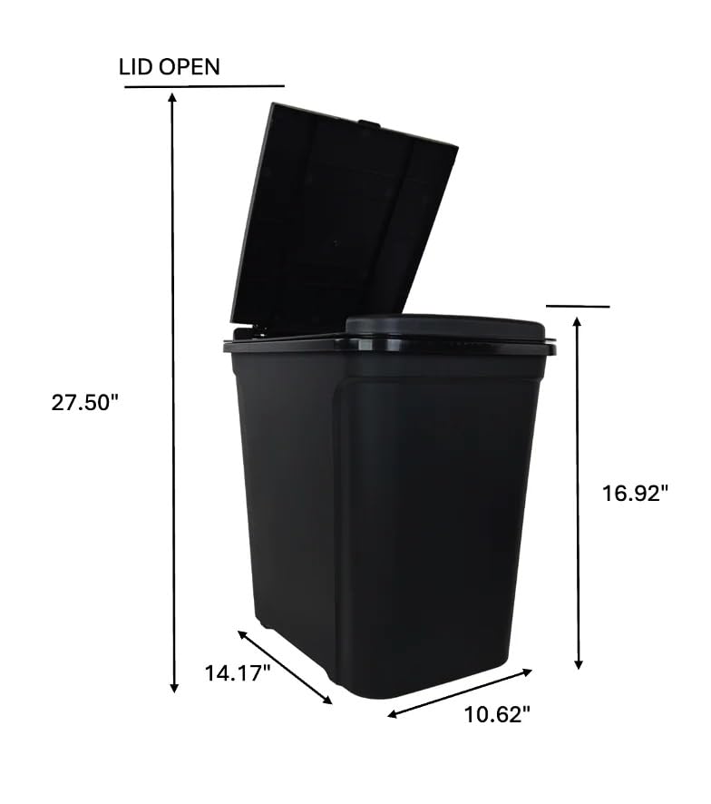 Caneca de basura para cocina, 7.6 galones, plástico, tapa táctil negra miniatura 6