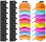 Fododo 2 Pack Hat Organizer for Baseball Caps, Hat Rack for Wall Hold Up 16 Hats, Strong Adhesive & Screw-in Cap Holder hat hangers for Closet Door & Bedroom