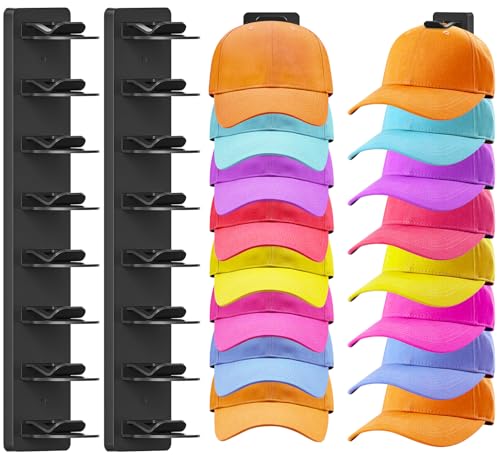 2 Pack Hat Organizer Strong Adhesive Wall-Mounted Hat Rack for Closet Door