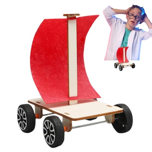 Generisch Kit de construcción de coche de madera, juego de vehículos de potencia de viento para | Práctico kit de modelo STEM, construye tu propio proyecto de manualidades para niños, regalo educativo