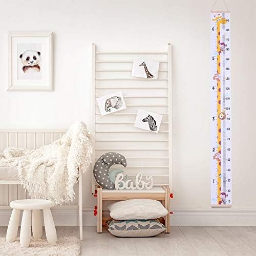 Baby Height Growth Chart, Wall Hanging Measuring Ruler for Kids, Removable Canvas and Wood Wall Ruler Bedroom Nursery Wall Decoration