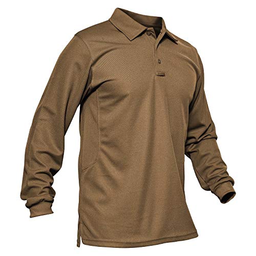 MAGCOMSEN Work Shirts Men Polo Shirts for Men T Shirts Golf Shirts Fishing Shirts Casual Shirts Quick Dry Shirts Summer Shirts Golf Polo Shirts for Men Tactical Shirts Brown