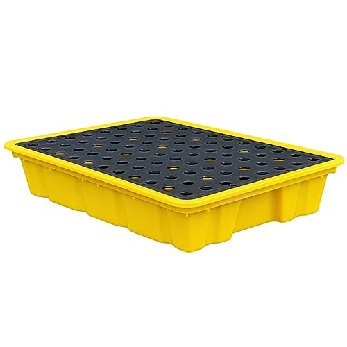 QUSYZD Modular Drum Spill Containment Pallet - Heavy-Duty Oil Leak Prevention Tray for Warehouses & Factories, Ensures Safety and Compliance,35x49x9CM