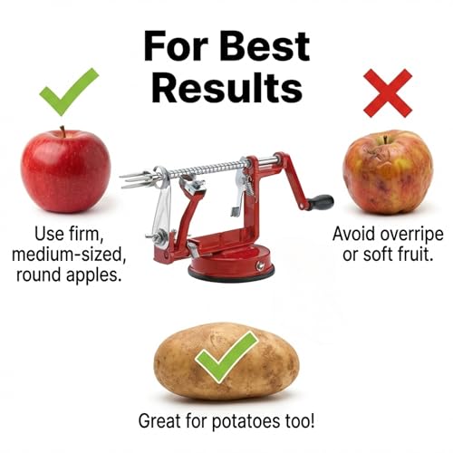 Zulay Kitchen Heavy Duty Apple Peeler Corer Slicer All in One Machine - Cast Alloy Apple Peeler & Corer with Suction Base, Manual Crank Apple Spiralizer Tool for Fast Kitchen Prep - Red