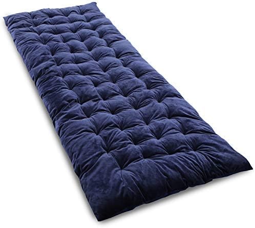 CAMPMOON Camping Cot Pads Mattress for Adults, Comfortable Thicken 3 inches Cotton Sleeping Cot Pad Mattress, XL Wide Cot Pads with Waterproof Bottom, 75"x28", Navy Blue