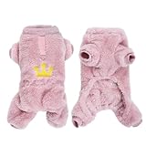 Pistha Plush Dog Pajamas Cute Warm Puppy Crown Pajamas Warm Kitten Winter Jumpsuit Clothes for Small Dogs Cats Girl(M)