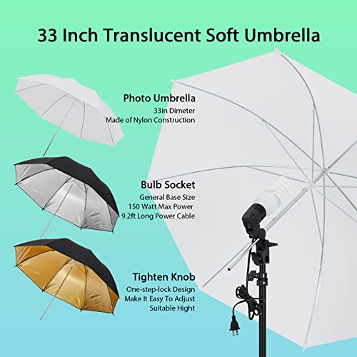 Image of PioneerWorks Photography Lighting kit with Backdrops, 8.5ftx10ft Backdrop Stand, 5 tripod stands and Bulb, Umbrella Softbox Continuous Lighting, Photo Studio Equipment for Portrait Product Photo Shoot