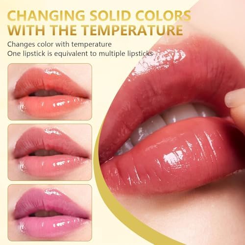 Color-Changing Lipstick – pH Activated Tint Balm for Personalized Color, Long-Lasting Moisturizing Lip Glow, Hydrating & Non-Sticky Formula, Suitable for All Skin Tones, Women, Birthday Mothers Day Gifts, Gold (1PCS) - 2