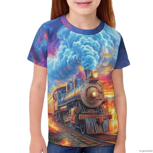 Image of WELLFLYHOM Kids Tshirts Girls Boys Short Sleeve Crewneck Tees Shirts Casual Sport Pullover Tops Size 3-16 Years