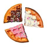 Generic 3 pcs Realistic Artificial Toy Fake DonutsFood Fake Cakes Desserts Donut Decorations Toys for Doughnut Party Decoration, Prop Food 3 x 3 inches (Colourful Needle Waffles)