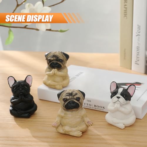 Figura Decorativa Perro Pug Meditando Resina para Auto miniatura 6