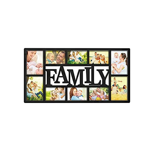 Youyijia Family Multi Aperture Photo Frame 74X38cm 3D Wall Mount Memories Collage for Bedroom Kitchen Dining Room (Black)
