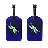 AHOMY 2 Pack Luggage Tags Blue Dragonfly Suitcase Labels ID Tags Business Card Holder