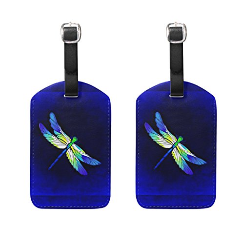 Ahomy 2 Pack Luggage Tags Blue Dragonfly Suitcase Labels Id Tags Business Card Holder #TOP9