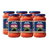 Barilla Olive Pasta Sauce – Italian Tomato Sauce with Green & Black Olives – No Added Preservatives – Bulk Pack of 6 x 400g Jars